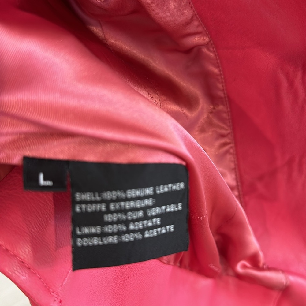Pink Leather Jacket Dana Buchanan Rosy Pink Vintage Size Large - Picture 10 of 16